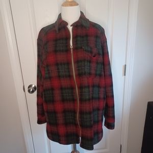 Vintage 80s L.L.Bean Wool Christmas Plaid Zip Up Jacket